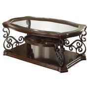 Laney 1-shelf Glass Top Rectangular Coffee Table Deep Merlot - 702448