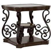 Laney 1-shelf Glass Top Square End Table Deep Merlot - 702447