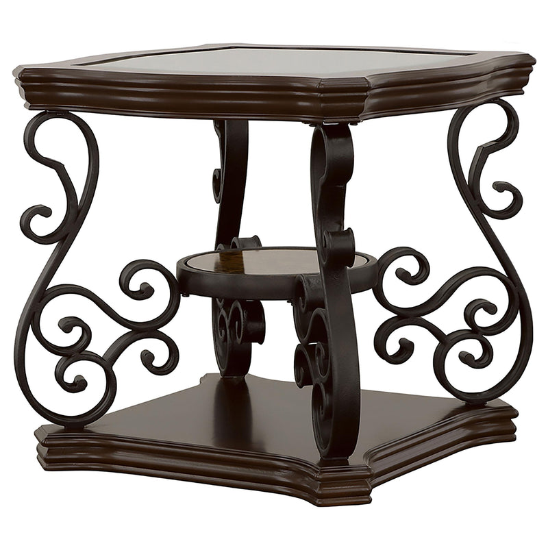 Laney 1-shelf Glass Top Square End Table Deep Merlot - 702447