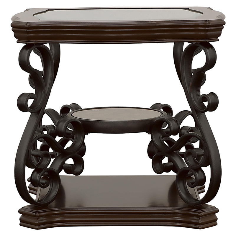 Laney 1-shelf Glass Top Square End Table Deep Merlot - 702447