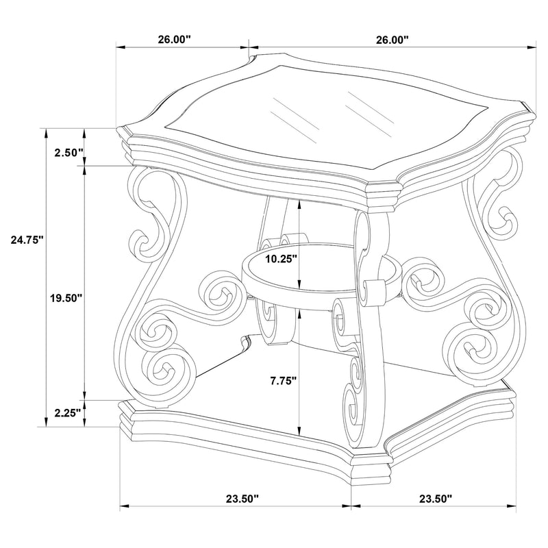 Laney 1-shelf Glass Top Square End Table Deep Merlot - 702447