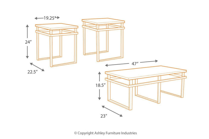 Laney Black Table (Set of 3) - Gate FurnitureOccasional Table Set