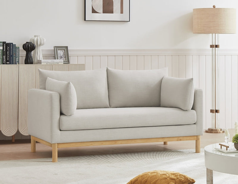 Langham 66" Linen Textured Fabric Upholstered Loveseat in Beige - 157Beige-L