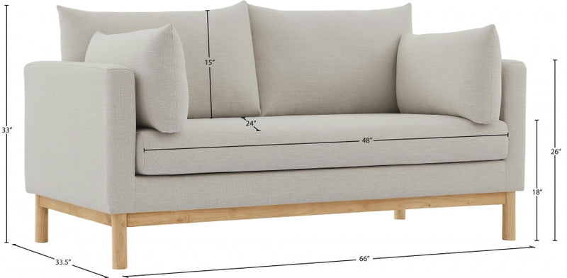 Langham 66" Linen Textured Fabric Upholstered Loveseat in Beige - 157Beige-L