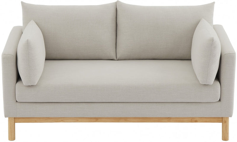 Langham 66" Linen Textured Fabric Upholstered Loveseat in Beige - 157Beige-L