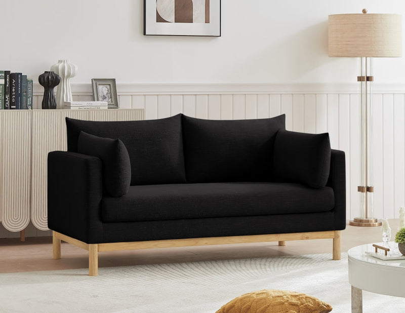 Langham 66" Linen Textured Fabric Upholstered Loveseat in Black - 157Black-L