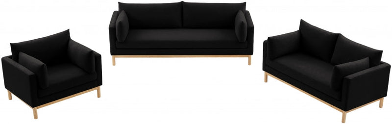 Langham 66" Linen Textured Fabric Upholstered Loveseat in Black - 157Black-L