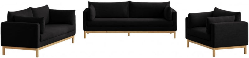 Langham 66" Linen Textured Fabric Upholstered Loveseat in Black - 157Black-L