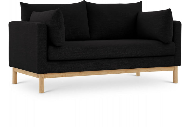 Langham 66" Linen Textured Fabric Upholstered Loveseat in Black - 157Black-L