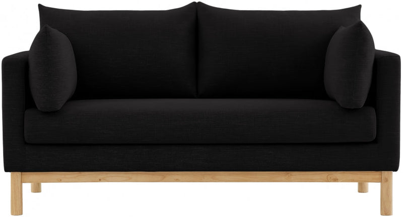 Langham 66" Linen Textured Fabric Upholstered Loveseat in Black - 157Black-L