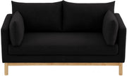 Langham 66" Linen Textured Fabric Upholstered Loveseat in Black - 157Black-L