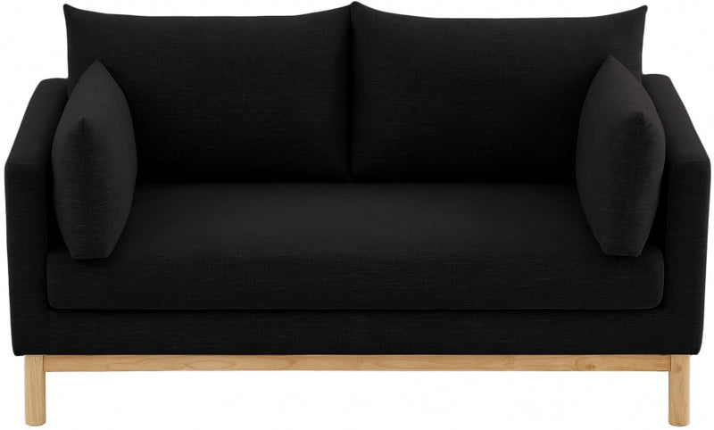 Langham 66" Linen Textured Fabric Upholstered Loveseat in Black - 157Black-L