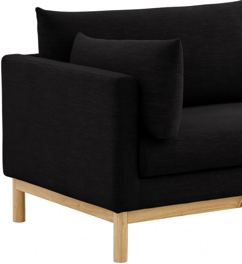 Langham 66" Linen Textured Fabric Upholstered Loveseat in Black - 157Black-L