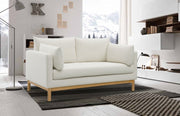 Langham 66" Linen Textured Fabric Upholstered Loveseat in Cream - 157Cream-L