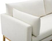 Langham 66" Linen Textured Fabric Upholstered Loveseat in Cream - 157Cream-L