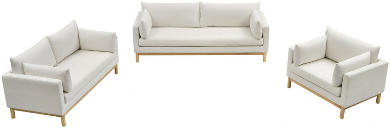 Langham 66" Linen Textured Fabric Upholstered Loveseat in Cream - 157Cream-L