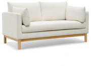 Langham 66" Linen Textured Fabric Upholstered Loveseat in Cream - 157Cream-L