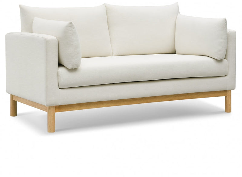 Langham 66" Linen Textured Fabric Upholstered Loveseat in Cream - 157Cream-L