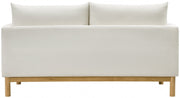 Langham 66" Linen Textured Fabric Upholstered Loveseat in Cream - 157Cream-L