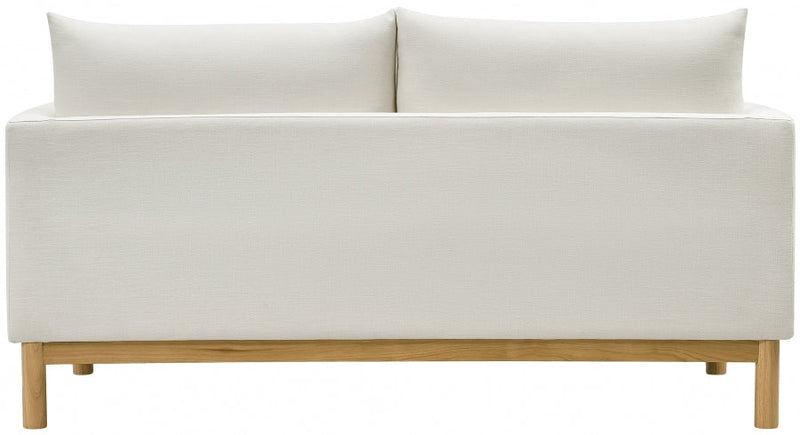 Langham 66" Linen Textured Fabric Upholstered Loveseat in Cream - 157Cream-L