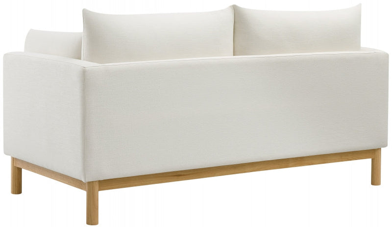 Langham 66" Linen Textured Fabric Upholstered Loveseat in Cream - 157Cream-L