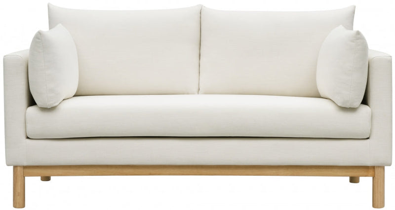 Langham 66" Linen Textured Fabric Upholstered Loveseat in Cream - 157Cream-L
