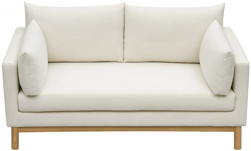 Langham 66" Linen Textured Fabric Upholstered Loveseat in Cream - 157Cream-L