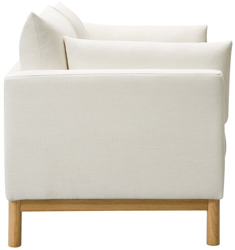 Langham 66" Linen Textured Fabric Upholstered Loveseat in Cream - 157Cream-L