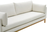 Langham 66" Linen Textured Fabric Upholstered Loveseat in Cream - 157Cream-L