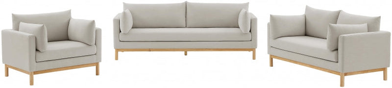 Langham 89.5" Linen Textured Fabric Upholstered Sofa in Beige - 157Beige-S