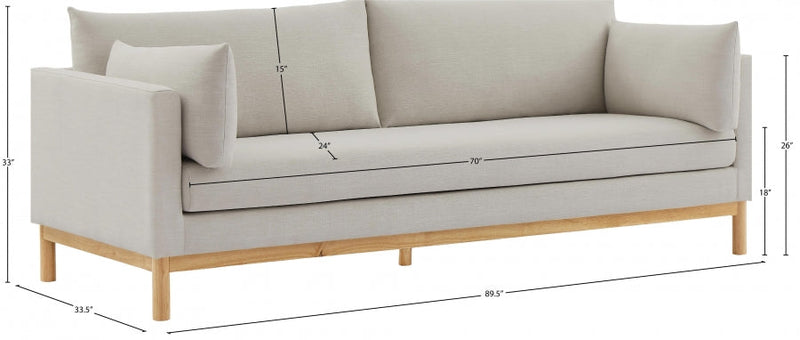 Langham 89.5" Linen Textured Fabric Upholstered Sofa in Beige - 157Beige-S