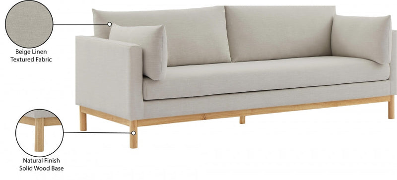 Langham 89.5" Linen Textured Fabric Upholstered Sofa in Beige - 157Beige-S