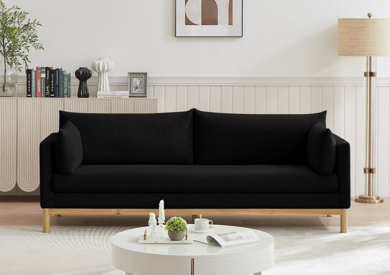 Langham 89.5" Linen Textured Fabric Upholstered Sofa in Black - 157Black-S