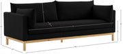 Langham 89.5" Linen Textured Fabric Upholstered Sofa in Black - 157Black-S