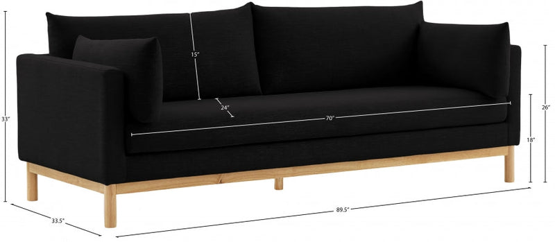 Langham 89.5" Linen Textured Fabric Upholstered Sofa in Black - 157Black-S
