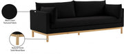 Langham 89.5" Linen Textured Fabric Upholstered Sofa in Black - 157Black-S