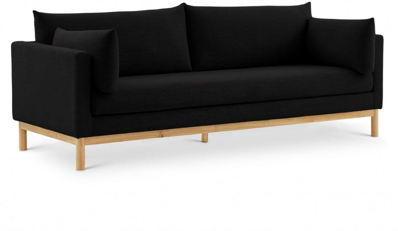 Langham 89.5" Linen Textured Fabric Upholstered Sofa in Black - 157Black-S