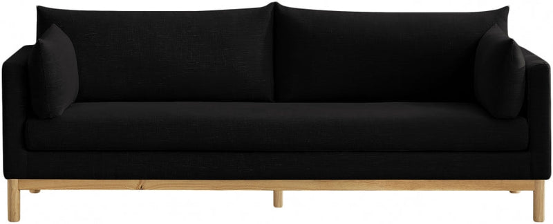 Langham 89.5" Linen Textured Fabric Upholstered Sofa in Black - 157Black-S