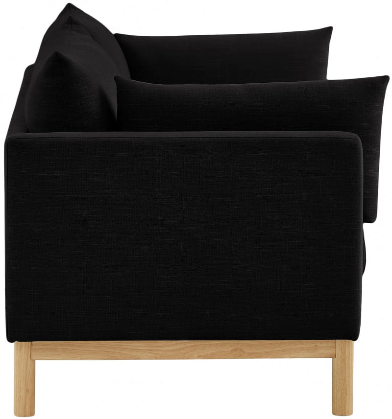 Langham 89.5" Linen Textured Fabric Upholstered Sofa in Black - 157Black-S