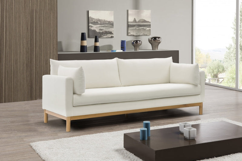 Langham 89.5" Linen Textured Fabric Upholstered Sofa in Cream - 157Cream-S