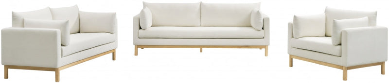 Langham 89.5" Linen Textured Fabric Upholstered Sofa in Cream - 157Cream-S