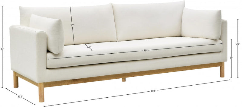 Langham 89.5" Linen Textured Fabric Upholstered Sofa in Cream - 157Cream-S