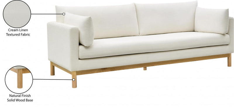 Langham 89.5" Linen Textured Fabric Upholstered Sofa in Cream - 157Cream-S