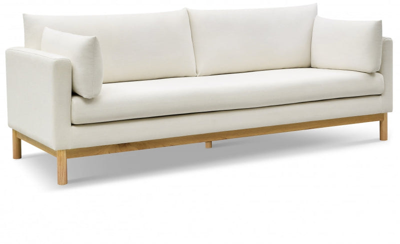 Langham 89.5" Linen Textured Fabric Upholstered Sofa in Cream - 157Cream-S