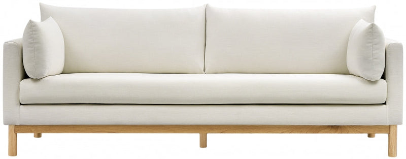 Langham 89.5" Linen Textured Fabric Upholstered Sofa in Cream - 157Cream-S