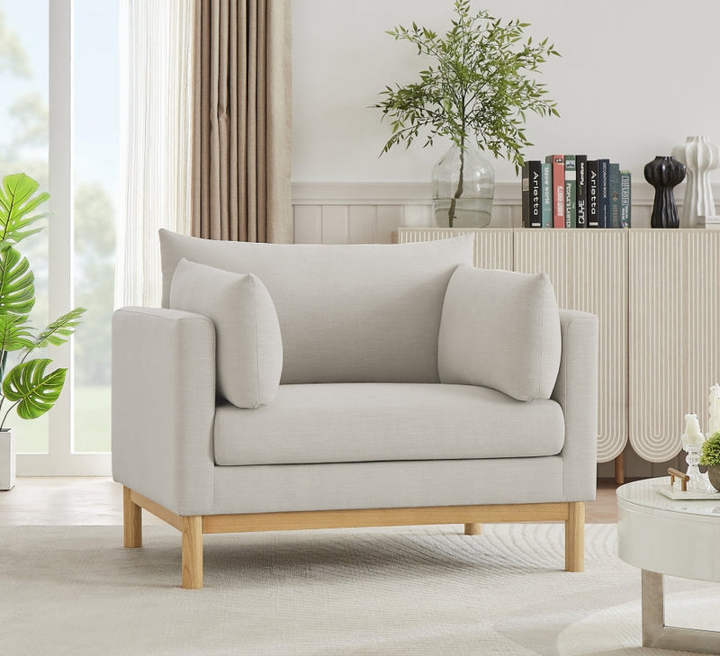Langham Linen Textured Fabric Upholstered Chair in Beige - 157Beige-C