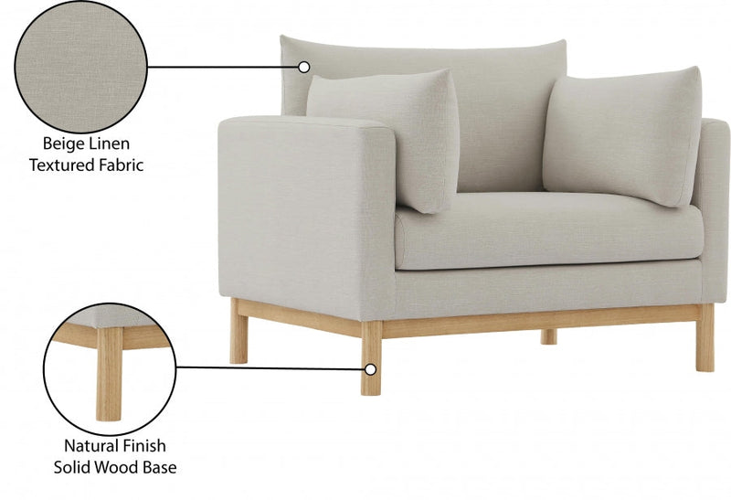 Langham Linen Textured Fabric Upholstered Chair in Beige - 157Beige-C