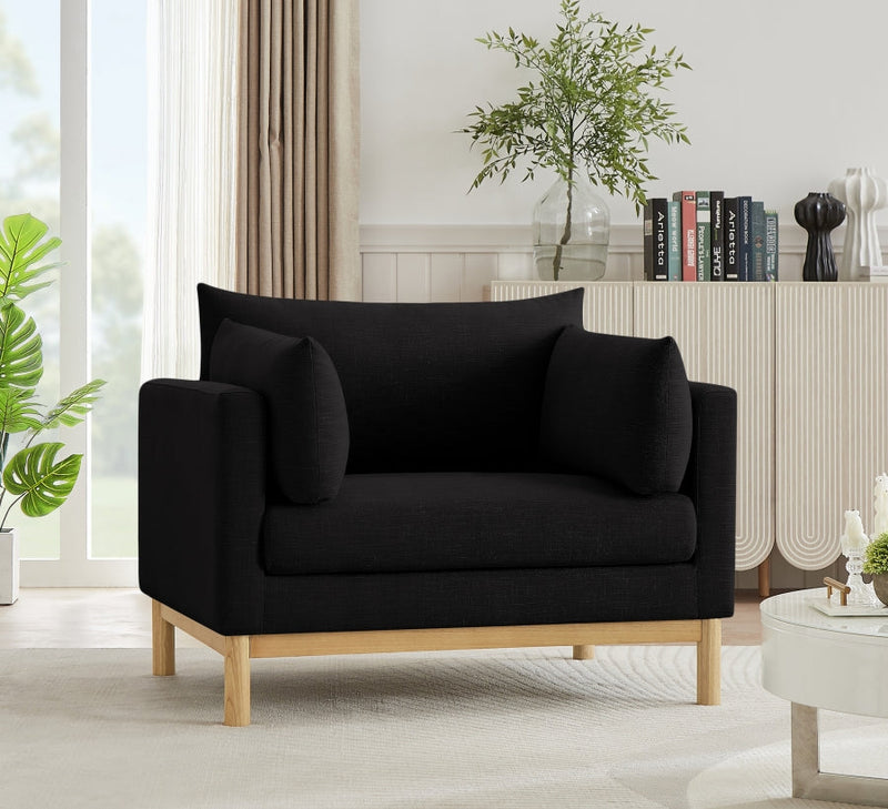 Langham Linen Textured Fabric Upholstered Chair in Black - 157Black-C