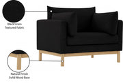 Langham Linen Textured Fabric Upholstered Chair in Black - 157Black-C