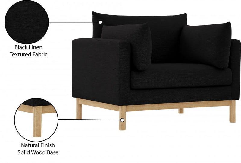 Langham Linen Textured Fabric Upholstered Chair in Black - 157Black-C
